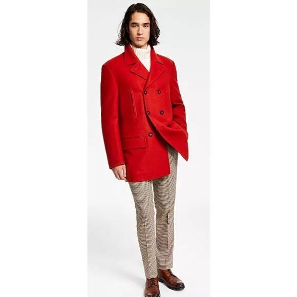 LAUREN RALPH LAUREN Luke Wool-Blend Classic-Fit Peacoat in Burnt Orange NWT 38 R - Picture 1 of 12